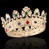 YADIRF Baroque Royal Crown Men's Metal Prince Hair Crown Full Circle Birthday Party Hair Accessories For Halloween Costume Party Prom Pageant (Gold With Green Stone) view 2