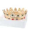 YADIRF Baroque Royal Crown Men's Metal Prince Hair Crown Full Circle Birthday Party Hair Accessories For Halloween Costume Party Prom Pageant (Gold With Green Stone) view 4