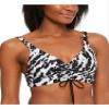 bar III Women's Black Printed Stretch Removable Cups Tie Bikini Adjustable Deep V Neck Swimsuit Top XS view 1