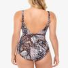 Swim Solutions Women's Brown Printed Tummy Control Halter One Piece Swimsuit 10 view 2