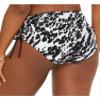 BAR III Women's Black Printed Stretch Drawstring Lined Full Coverage Tie Heat Wave High Waisted Swimsuit Bottom XL view 2