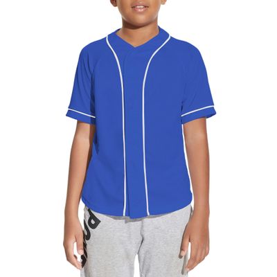 BAICAIYU Kids Baseball Jersey Solid Button Down Shirts Sports Uniform for Boy Gril Softball (Blue,8 Years)