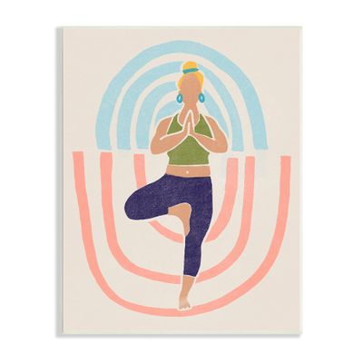 Stupell Industries Minimal Yoga Exercise Person Pink Blue Pattern, Design by June Erica Vess