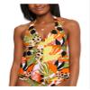 bar III Women's Orange Ring Tie Halter Tankini Swimsuit Top XS view 1