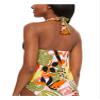 bar III Women's Orange Ring Tie Halter Tankini Swimsuit Top XS view 2