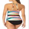 Anne Cole Womens Wavy Stripe High-Neck Tankini Top Multi X-Small Blue view 2