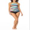 Anne Cole Womens Wavy Stripe High-Neck Tankini Top Multi X-Small Blue view 3