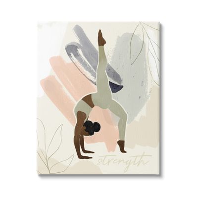 Stupell Industries Strength Abstract Leaf Simple Yoga Fitness Person,Design by Victoria Barnes