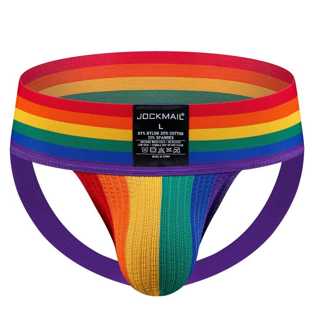 JOCKMAIL Mens Briefs Athletic Supporter Rainbow Men Sport Underwear for Gym Sport