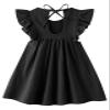 Dutebare Toddler Baby Girl Dress Cotton Linen Ruffle Halter Sleeveless Dresses Kids Summer Sundress Black 90 view 3