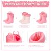 EUXTERPA Toddler Kids Solid Color Rain Boots Waterproof Warm Fleece Lined Boots for Girls Winter Snow Boots, Pink, Size 9 view 3