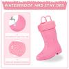 EUXTERPA Toddler Kids Solid Color Rain Boots Waterproof Warm Fleece Lined Boots for Girls Winter Snow Boots, Pink, Size 9 view 4