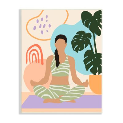 Stupell Industries Modern Botanical Yoga Exercise Person Meditation, Design by Annie Warren