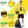 PULUOMASI Sports Pinnies-Numbered Practice Vest Pennies for Soccer Basketball Jersey Bibs -Set of 12/Youth Adults Team Green Yellow L view 3