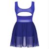Sxiwei Woman's Lyrical Adult Ballet Dance Leotard Dress Costume Cutout Chiffon Modern Skating Dance Dress Royal Blue Medium view 4