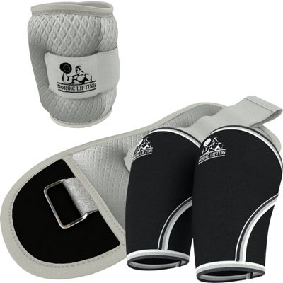 Ankle Wrist Weights 1lb Bundle with Elbow Sleeves Large