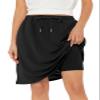 Century Star Tennis Skirts for Women with Pockets Golf Knee Length Skorts Athletic Sports Drawstring Waist Skirts with Shorts 01 Black X-Large view 1