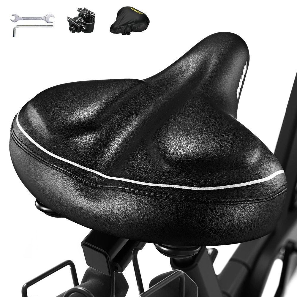 DAWAY C40i Ultra-Comfortable Oversized Bike Seat - Memory Foam Padded Bicycle Saddle for Men Women - Compatible with Peloton, Exercise, Mountain, and Road Bikes - Extra Wide Cushion, Shock Absorbing