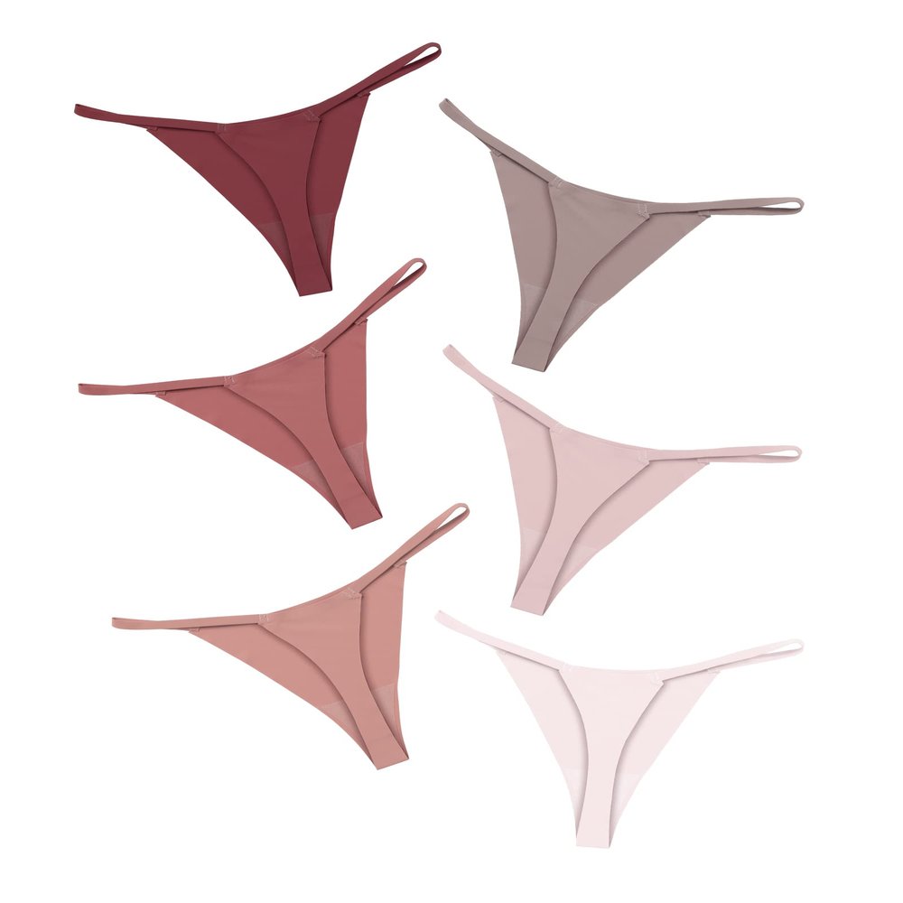 DEANGELMON G-string Thongs Women Panties No Show Thong Seamless Underwear Low Rise Comfortable Microfiber Workout Pack (6P3,M)