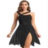 YONGHS Womens Leotard Vestment Piece Ensemble Uniform Lyrical Contemporary Dance Lyrical Outfit Black X-Large view 1