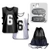 PULUOMASI Sports Pinnies-Numbered Practice Vest Pennies for Soccer Basketball Jersey Bibs -Set of 12/Youth Adults Team Black White XL view 2