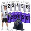 PULUOMASI Sports Pinnies-Numbered Practice Vest Pennies for Soccer Basketball Jersey Bibs -Set of 12/Youth Adults Team Purple White L view 1