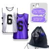 PULUOMASI Sports Pinnies-Numbered Practice Vest Pennies for Soccer Basketball Jersey Bibs -Set of 12/Youth Adults Team Purple White L view 2