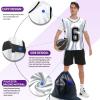 PULUOMASI Sports Pinnies-Numbered Practice Vest Pennies for Soccer Basketball Jersey Bibs -Set of 12/Youth Adults Team Purple White L view 3