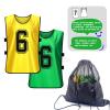 PULUOMASI Sports Pinnies-Numbered Practice Vest Pennies for Soccer Basketball Jersey Bibs -Set of 12/Youth Adults Team Green Yellow M view 2
