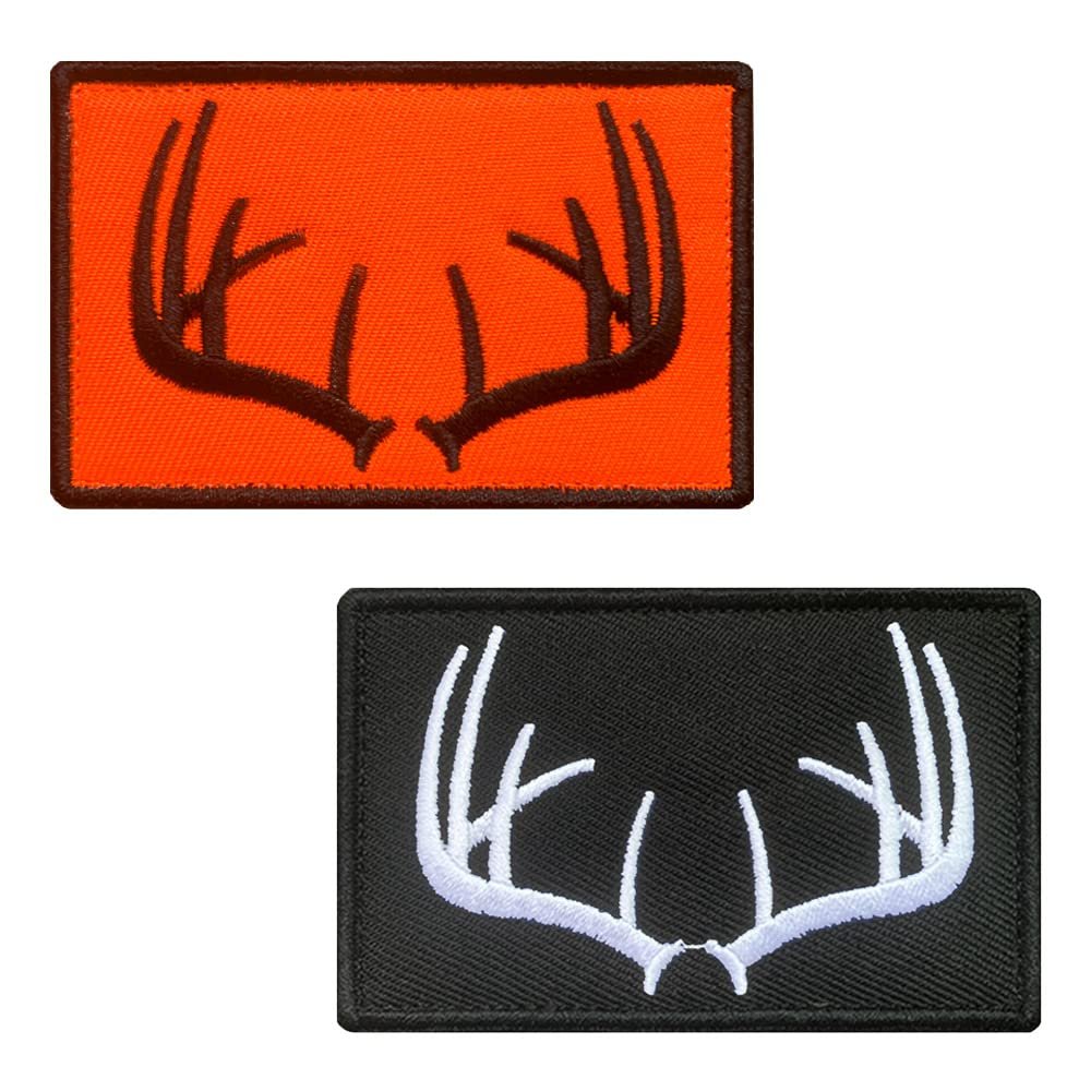 Antrix 2 Pieces Tactical Wildlife Antlers Hunting Patch | Hook and Loop Embroidered Military Antlers Patch | Used for Hats, Backpack, Vest, Coat,Uniform, Dog Harness,Team Activity Clothes