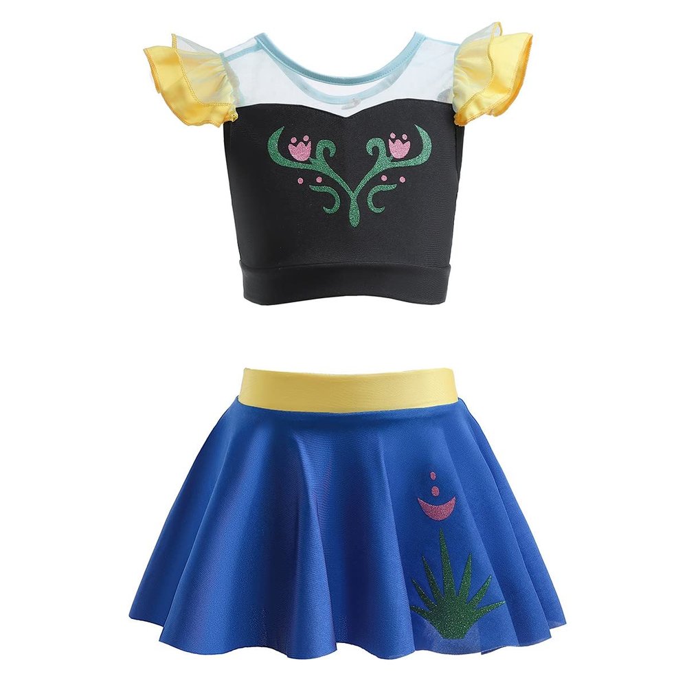 DYMCII Girls Anna Princess Swimwear Two-Piece Tankini Set Bathing Suits Outdoors Beach Surfing Water Park Summer Swimsuits 18-24M