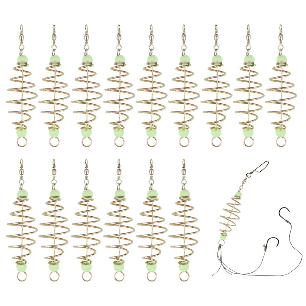 FERCAISH 15PCS Luminous Carp Fishing Feeder, Fishing Feeder Bait Cage - Catfish Bait Thrower Olive Shape Spring Fishing Feeder Bait Cage Holder Olive Shape Inline Method Fishing Tackle