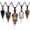 Top Plaza 5 Pcs Healing Crystal Necklaces Stone 6 Facet Pointed Pendant Necklaces Adjustable Natural Reiki Gemstone Necklace Quartz Jewelry for Women Men view 1