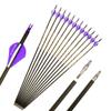 12pc ID 6.2mm .244" Custom Length 22-30 Inch Carbon Arrows Spine 350 400 500 600 Target Practice & Hunting Arrow Rotatable Nock for Recurve Bow Compound Bow Adult Youth Shooting Purple view 1