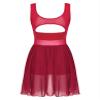 Sxiwei Womens Gymnastics Cutout Stretch Shapely Soft Leotard Asymmetric Xs Leotard Comfortable Red 3X-Large view 4