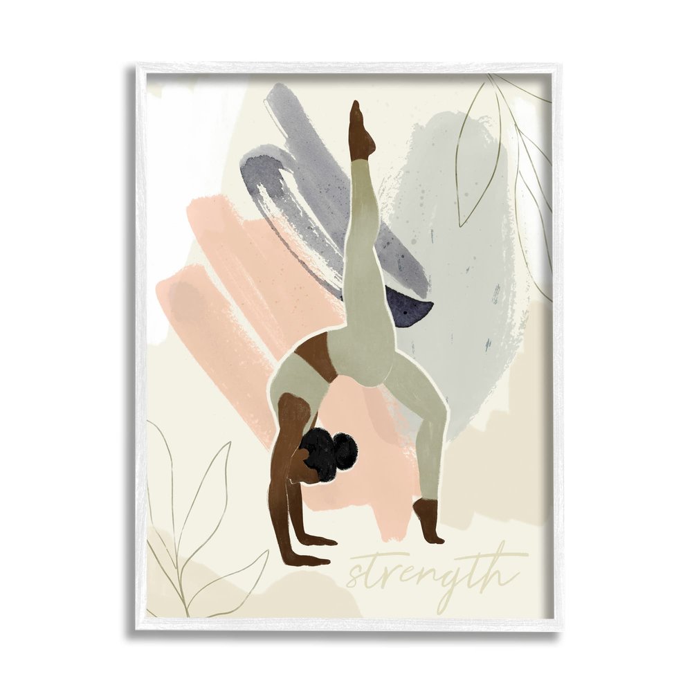 Stupell Industries Strength Abstract Leaf Simple Yoga Fitness Person,Design by Victoria Barnes