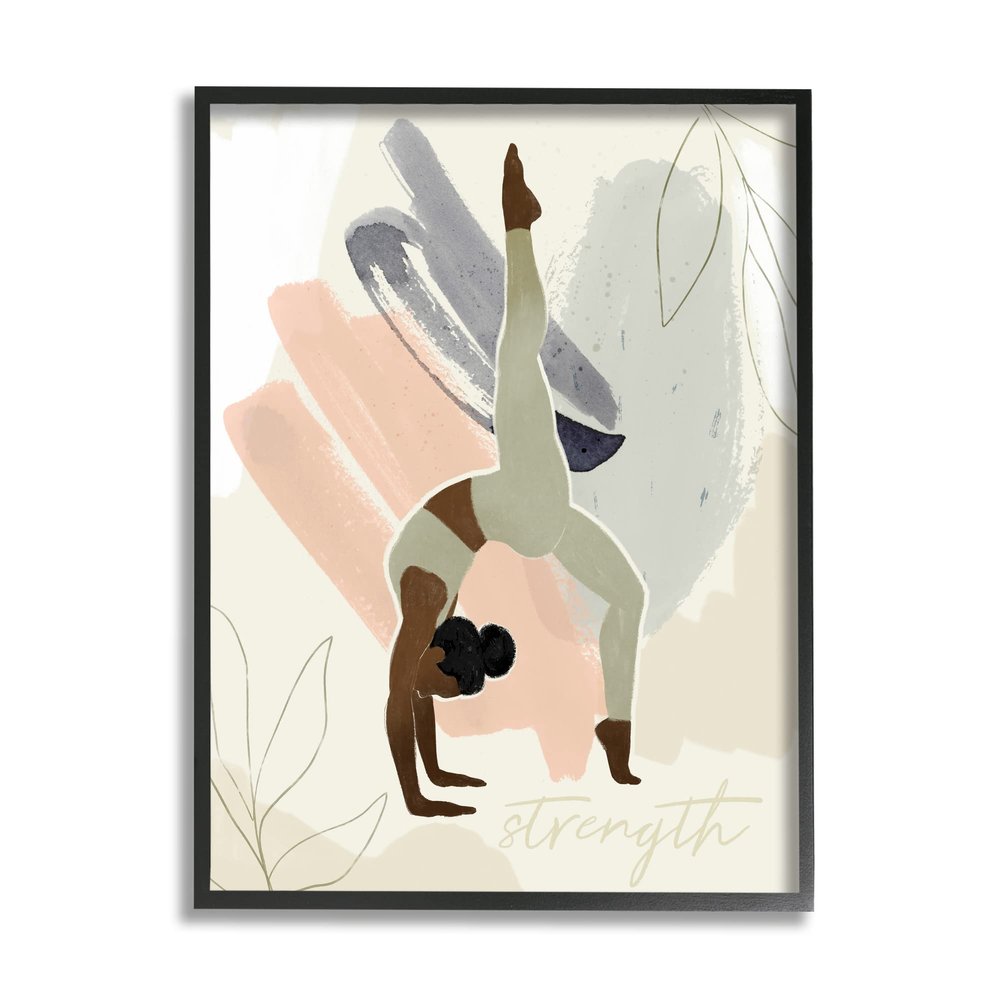 Stupell Industries Strength Abstract Leaf Simple Yoga Fitness Person,Design by Victoria Barnes
