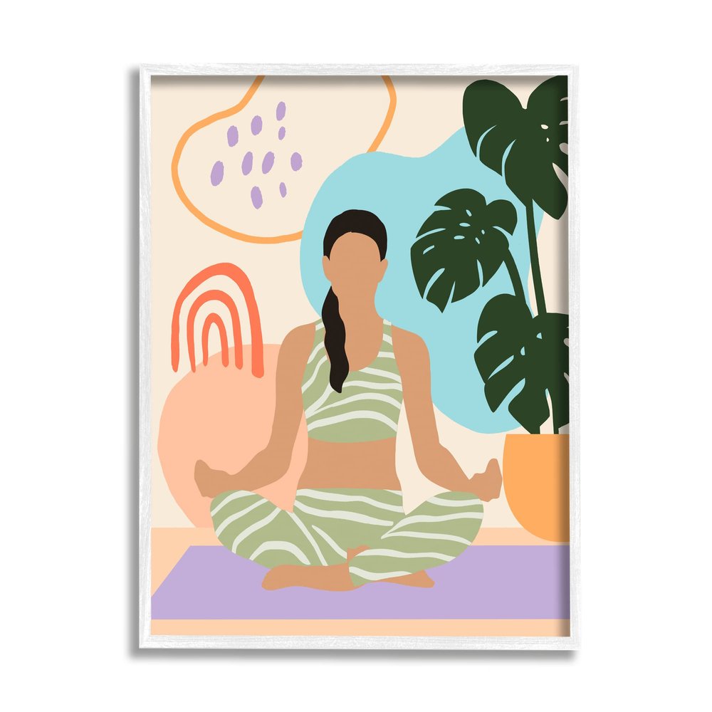 Stupell Industries Modern Botanical Yoga Exercise Person Meditation, Design by Annie Warren