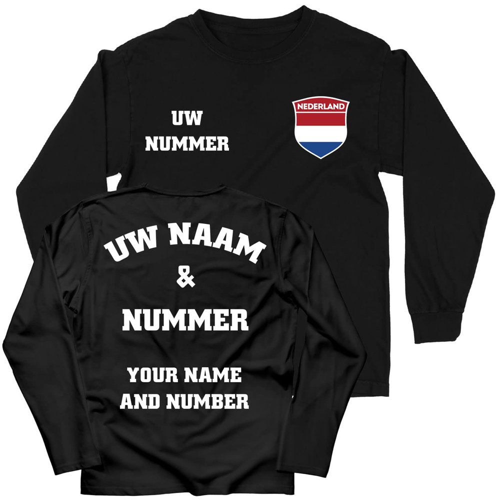 lepni.me Kids Netherlands Football Shirt Your Name Number Holland Flag Badge Personalised Jersey Custom Soccer World Cup 2022 (9-11 Years Black Multi Color)