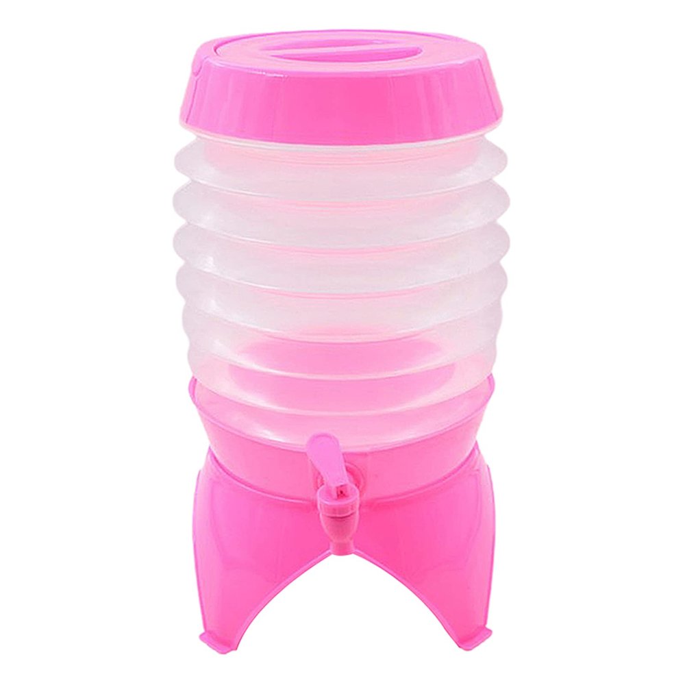 Collapsible Water Container Outdoor Camping Hiking Fishing Water Bucket Travel Folding Telescopic Water Storage Tank with Spigot,Pink,5.5Liter