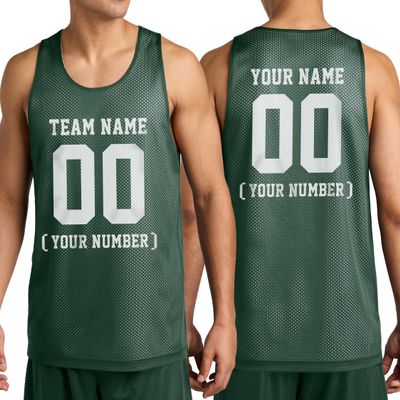 Personalize Your Own Team Basketball Jersey with Your Custom Name and Number Adult Sports Tee Forest Green