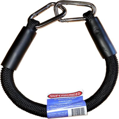 12-Inch Marine SuperBungee Hand Made in The USA with 2 Stainless Steel Hook Ends (Black)