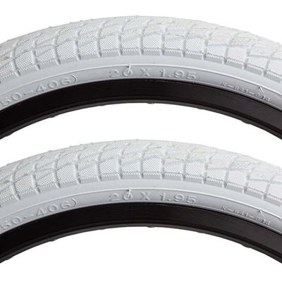 Sunlite Freestyle Kontact Park Street Road White Bike Tire Pair 20 x 1.95