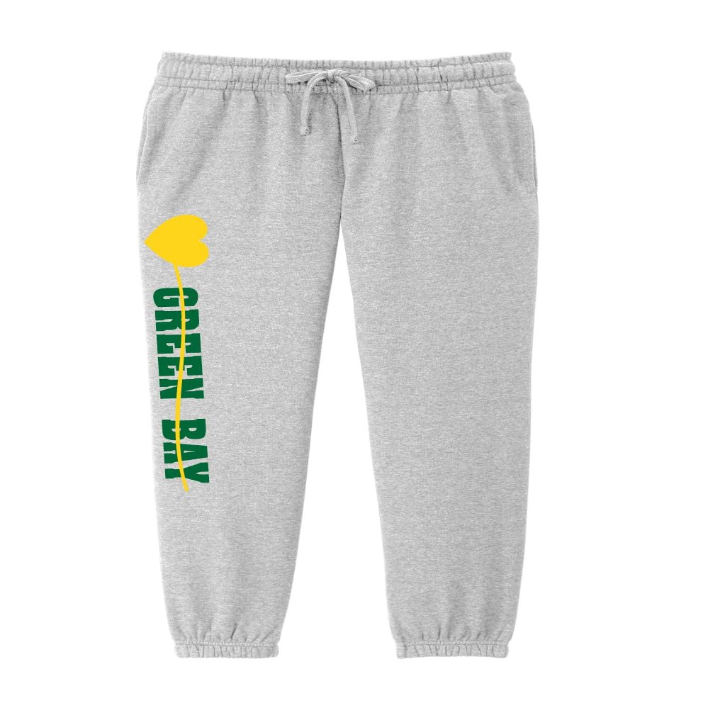 Wally's Custom Apparel Green Bay Sweatpants with Side Pockets Gray Women's (Large)