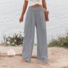 SERYU Women Cotton Linen High Waist Pants Casual Wide Leg Palazzo Lounge Elastic Smocked Trousers with Pockets Greys XX-Large view 3