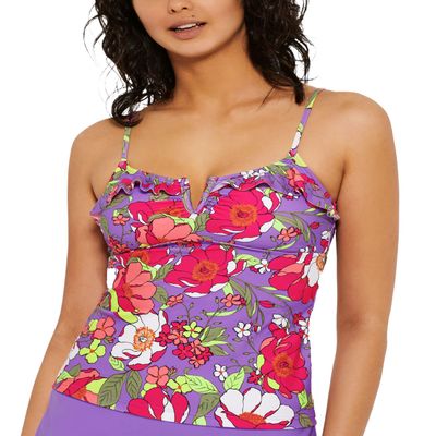 Hula Honey Swim Small Junior Floral Smoked Bikinit Top Purple S