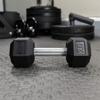 NEXO Straight Handle Dumbbells Full Knurled Commercial Grade Rubber Hex Dumb Bell Weight (25 Pounds, Single) view 4