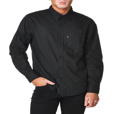Levi's Men's Classic One Pocket Long Sleeve Button Up Shirt, (New) Caviar, Large