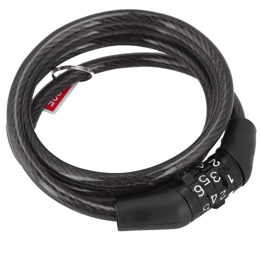 Cable Lock, Combination Lock, Anti Theft Mountain Chain Lock Cable Steel Lock, Coded Cable Lock with Your Own Combination Fixed Password, Black