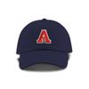 Monogram Letter or Number Baseball Cap - Toddler, Youth Kids, and Adult Adjustable Hat - Navy Hat with White and Red Thread (10+ Adult Size, A) view 1
